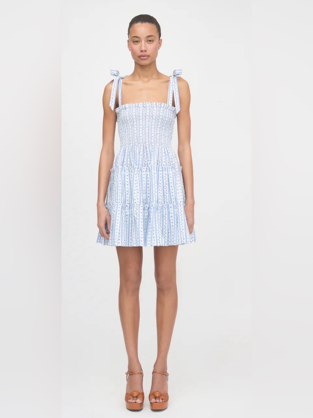 NWT Hill House The Ribbon Charlotte Dress in Blue Petal Stripe - Size S
